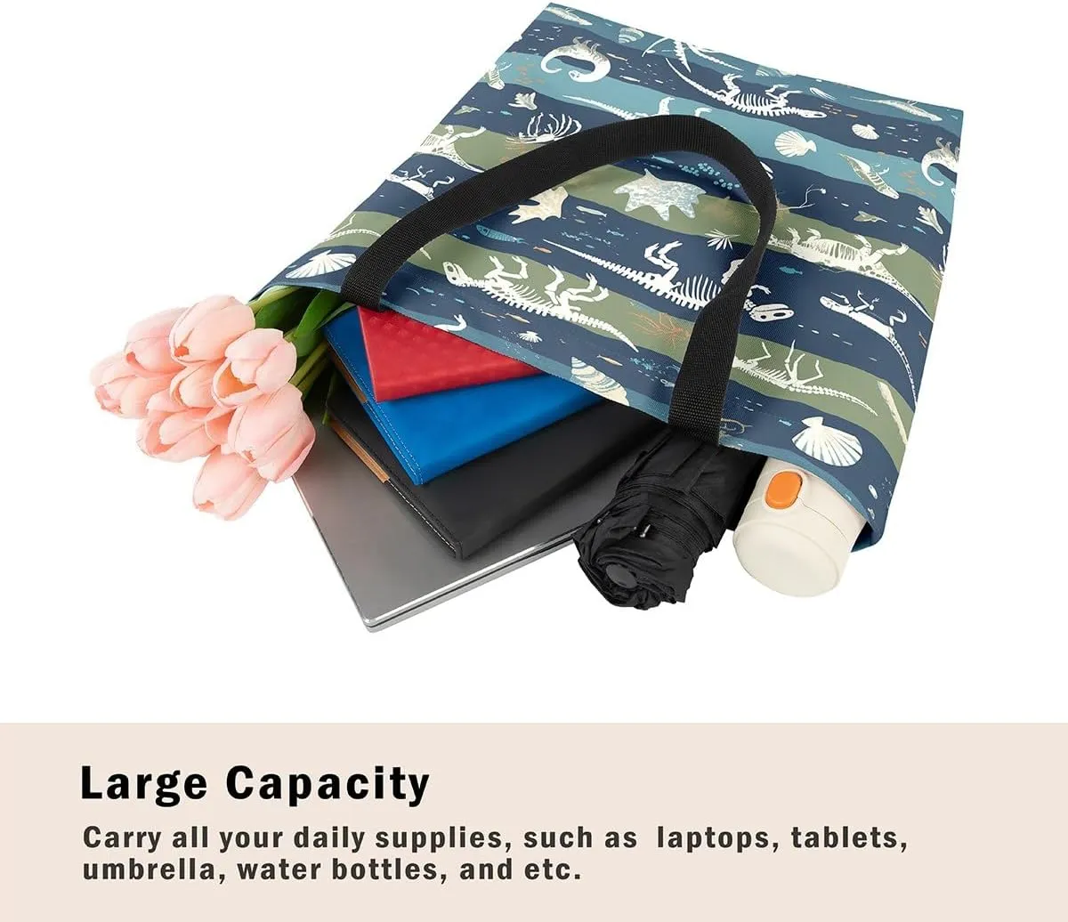 Cartoon Ferret Canvas Tote Bag for Women,Lovely Wild Animals Waterproof Beach Bag Cute Coastal Shoulder Bag