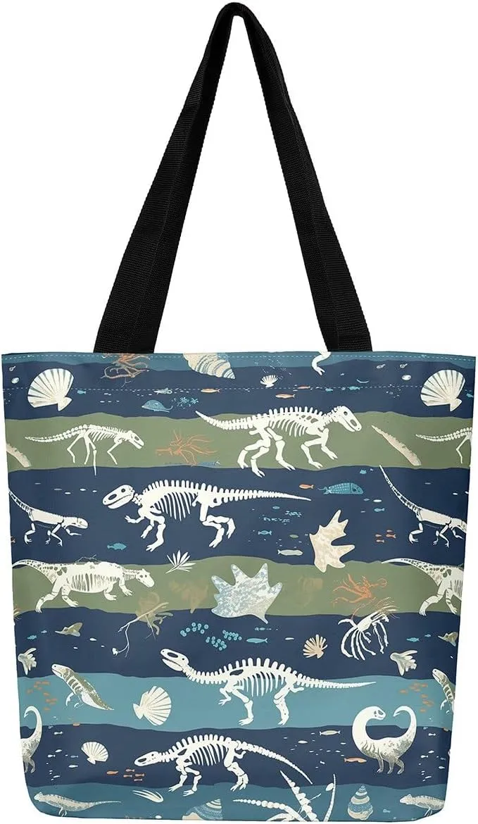 Cartoon Ferret Canvas Tote Bag for Women,Lovely Wild Animals Waterproof Beach Bag Cute Coastal Shoulder Bag