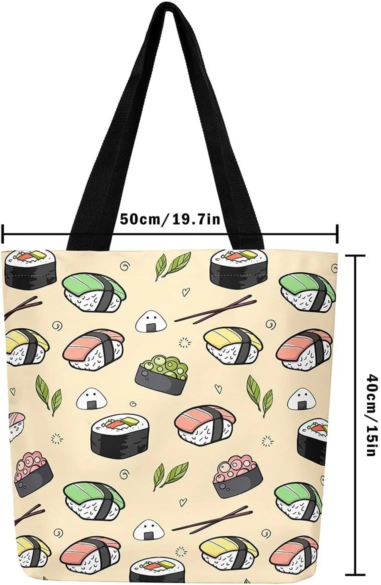 Cartoon Milk Cow Canvas Tote Bag Lovely Farm Animal Kawaii Beach Bag,Strawberry Flowers Handbag for Women