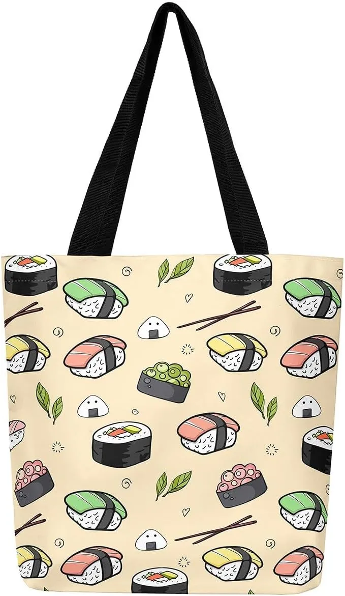 Cartoon Milk Cow Canvas Tote Bag Lovely Farm Animal Kawaii Beach Bag,Strawberry Flowers Handbag for Women
