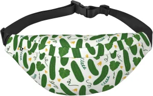 Cartoon Vegetables Cucumber Pattern Unisex Fashion Sporty Multi-Purpose Crossbody Bags Waist Bag With Adjustable Strap For Outdoors Running Cycling
