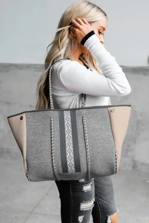 Casual Neoprene Colorblock Tote Bags