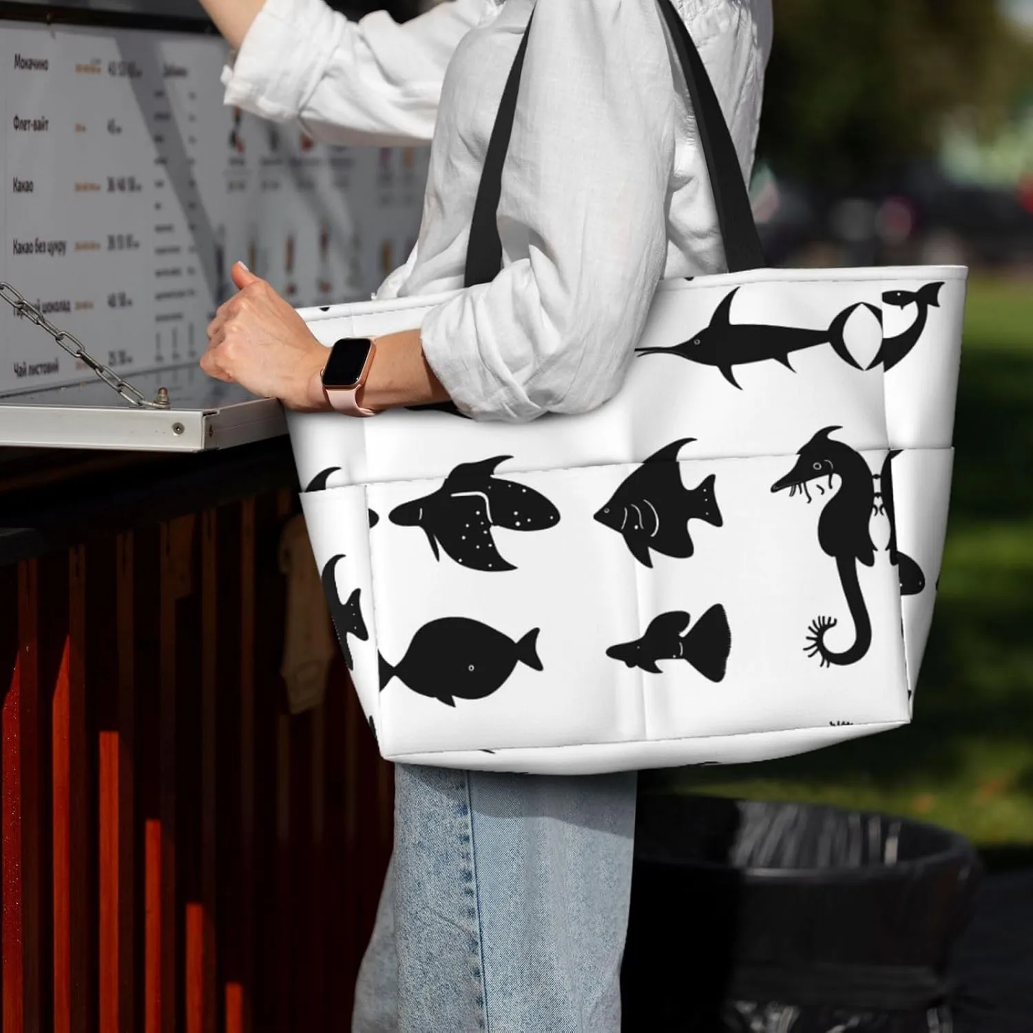 Cat And Butterfly Spacious Large Capacity Beach Travel Bag - Foldable Beach Bag Tote Bag With Zipper