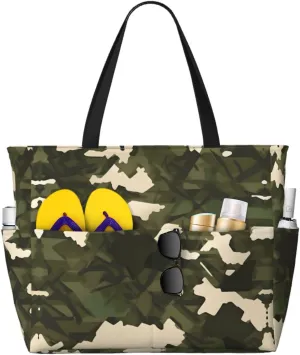 Cat And Butterfly Spacious Large Capacity Beach Travel Bag - Foldable Beach Bag Tote Bag With Zipper