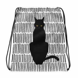 Cat Noir Panther 'Black and White' Drawstring bag