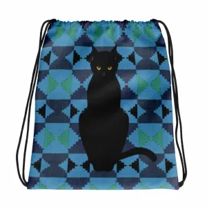 Cat Noir Panther 'Blue Savanna' Drawstring bag