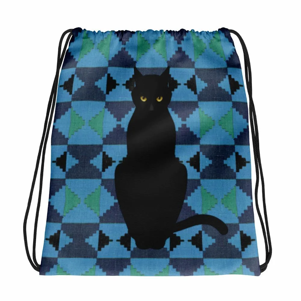 Cat Noir Panther 'Blue Savanna' Drawstring bag