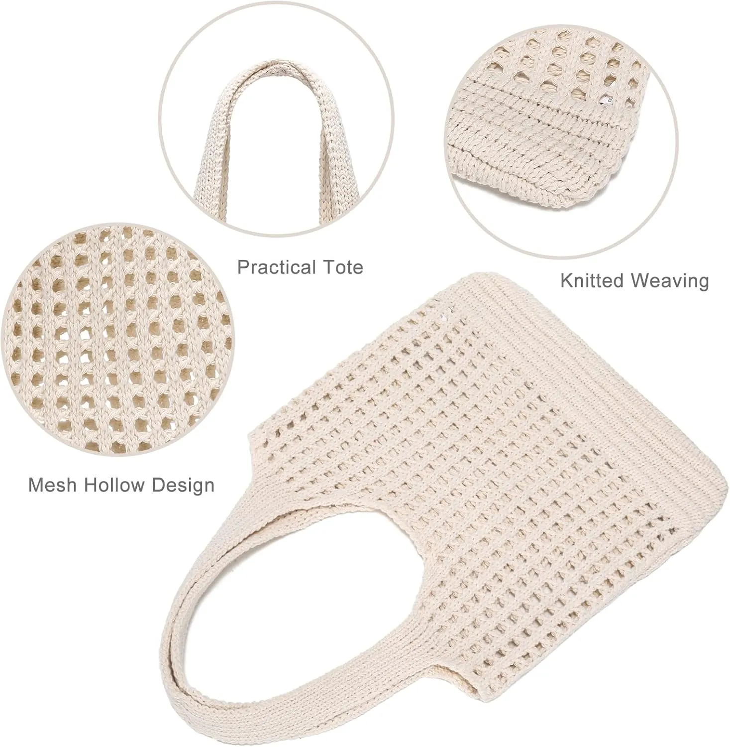 CATMICOO Crochet Beach Bag Tote: Small Knit Bag Summer Shoulder Bag for Vacation