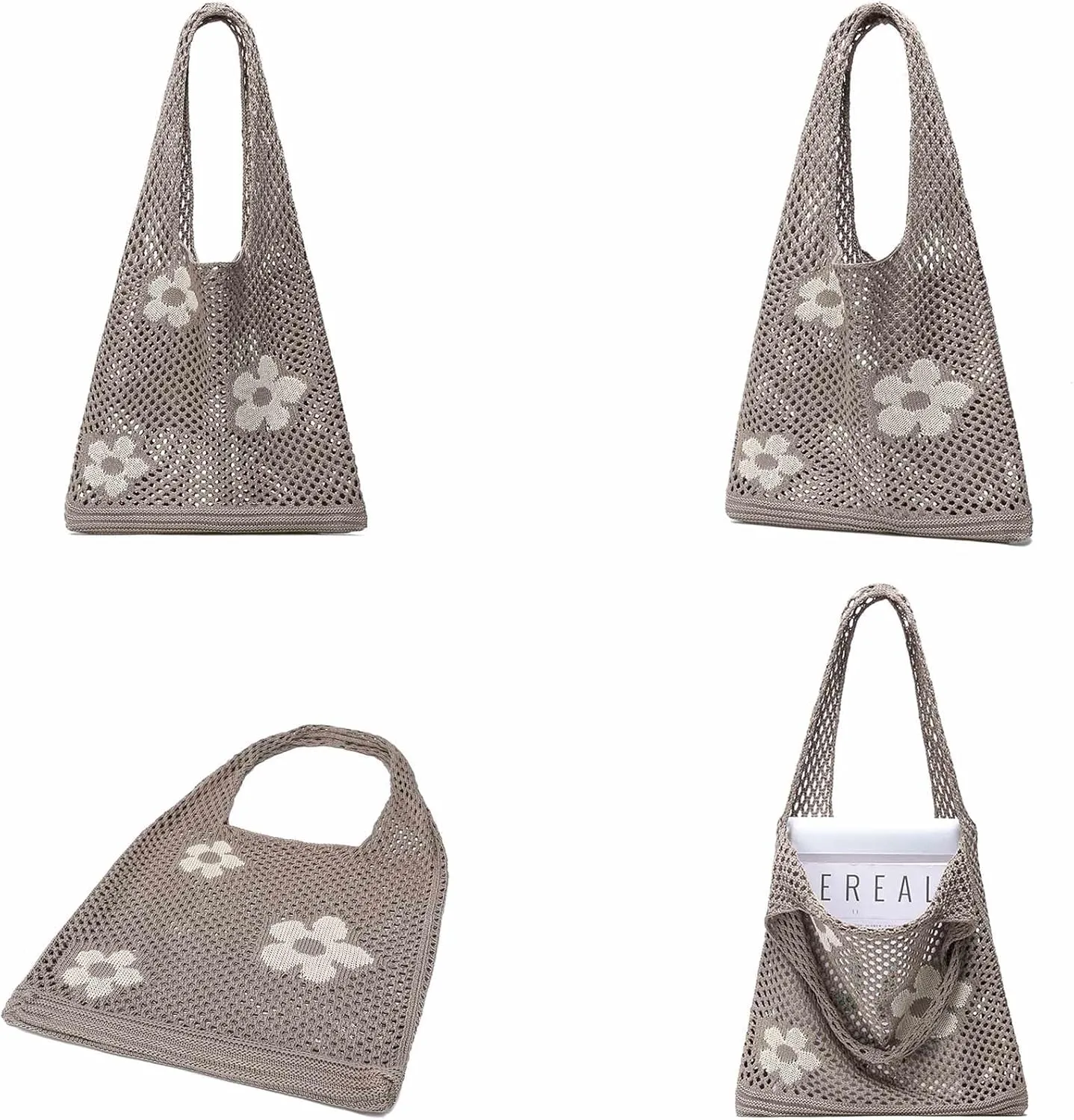 CATMICOO Crochet Beach Bag Tote: Small Knit Bag Summer Shoulder Bag for Vacation