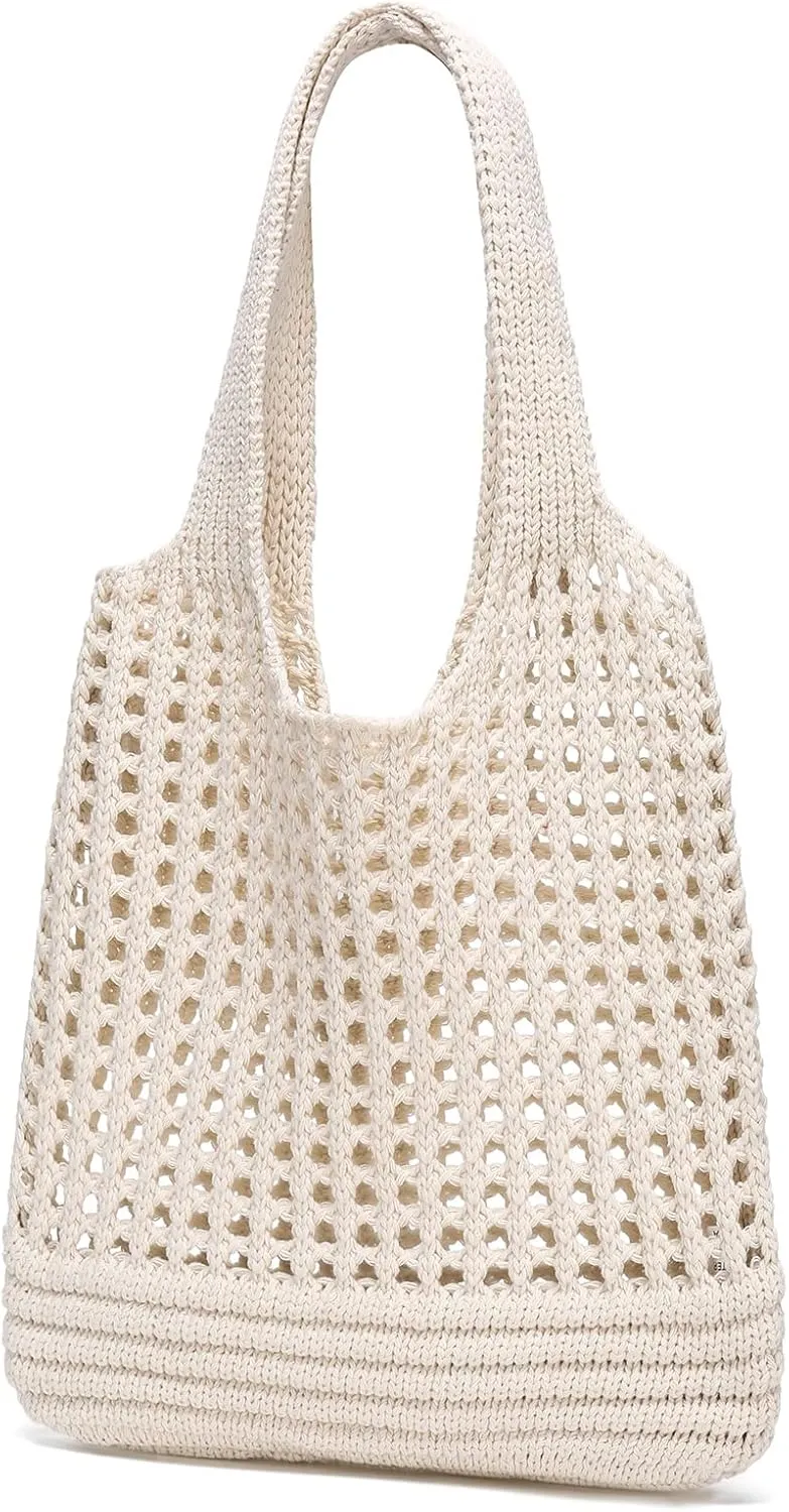 CATMICOO Crochet Beach Bag Tote: Small Knit Bag Summer Shoulder Bag for Vacation