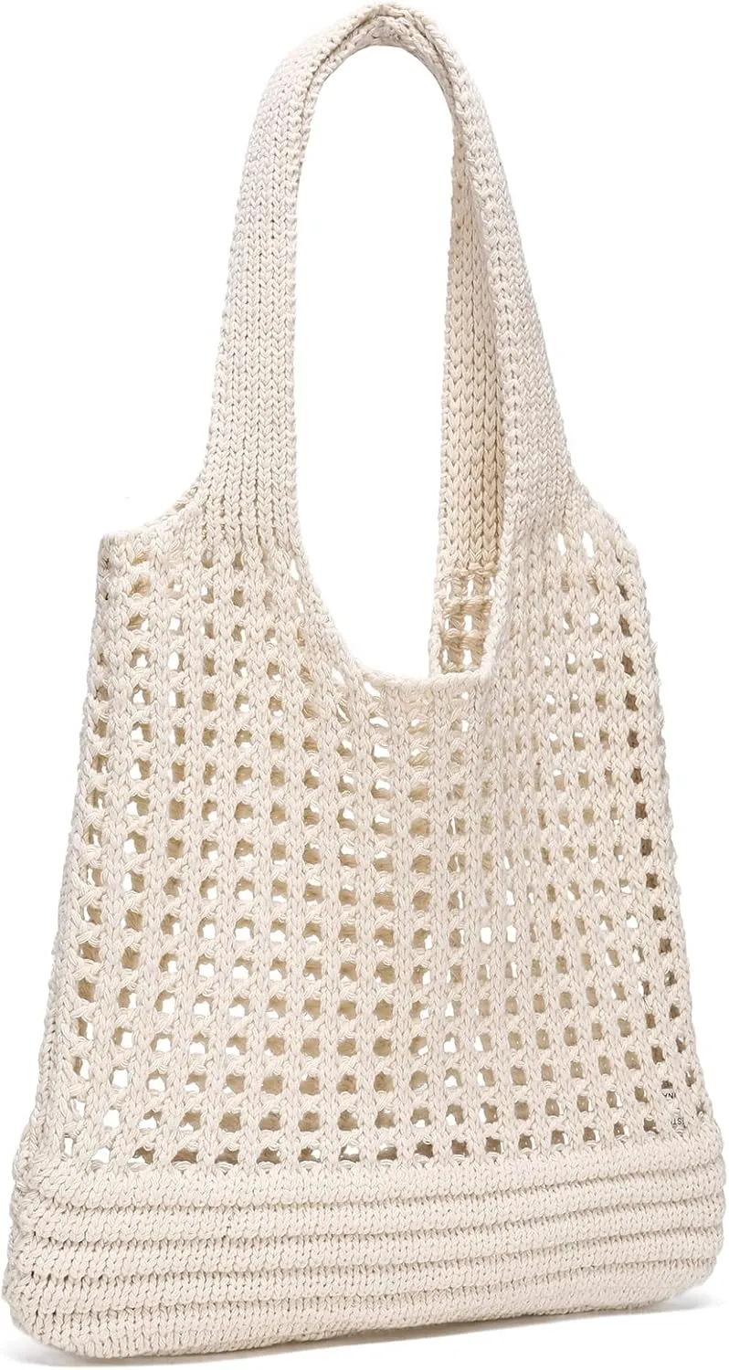 CATMICOO Crochet Beach Bag Tote: Small Knit Bag Summer Shoulder Bag for Vacation