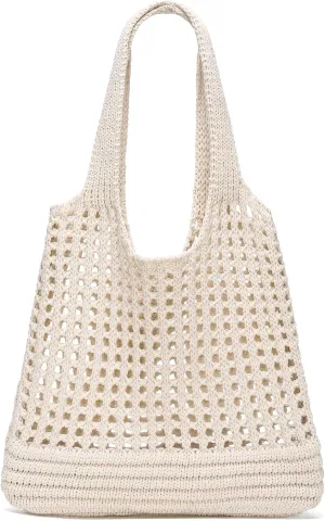 CATMICOO Crochet Beach Bag Tote: Small Knit Bag Summer Shoulder Bag for Vacation