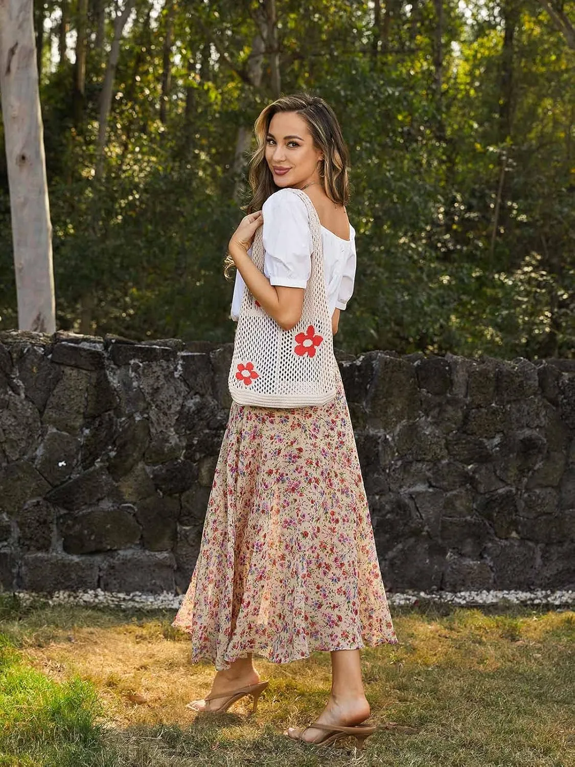 CATMICOO Crochet Beach Bag Tote: Small Knit Bag Summer Shoulder Bag for Vacation