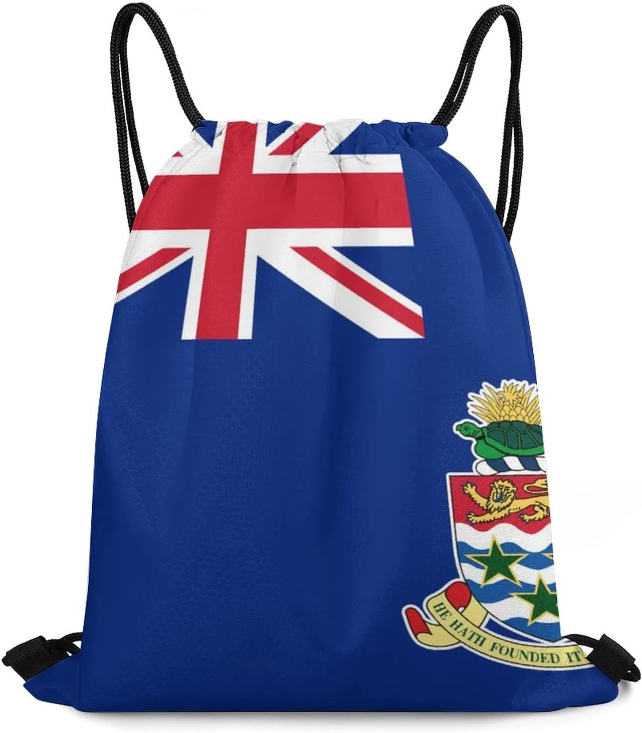 Cayman Islands Flag Drawstring Backpack Sports Gym Sackpack Water Resistant String Bag for Women Men