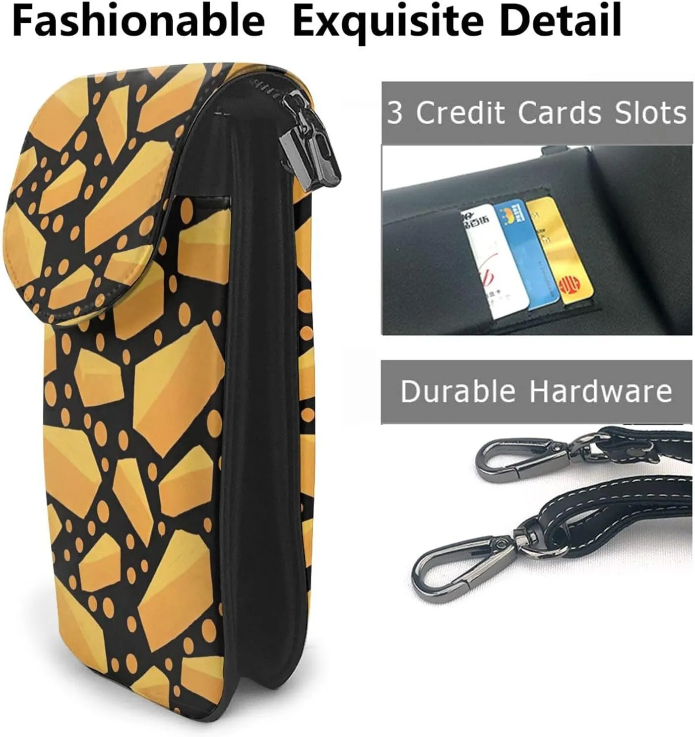 Cell Phone Golf Multipurpose Cheese Holes Black Pattern Holder - for 6 Inch Cell Phones with Detachable Shoulder Strap, Totebag Wristlet Convertible Cross Body Bag