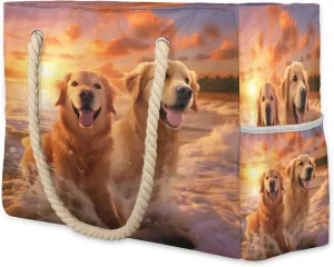cfpolar Large Beach Bag, Waterproof Sandproof Beach Tote Bag with Zipper
