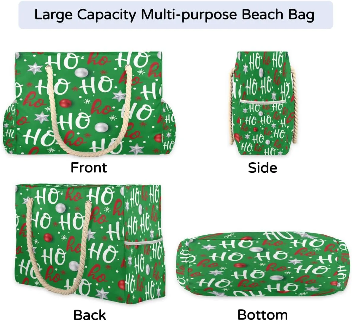 cfpolar Large Beach Bag, Waterproof Sandproof Beach Tote Bag with Zipper