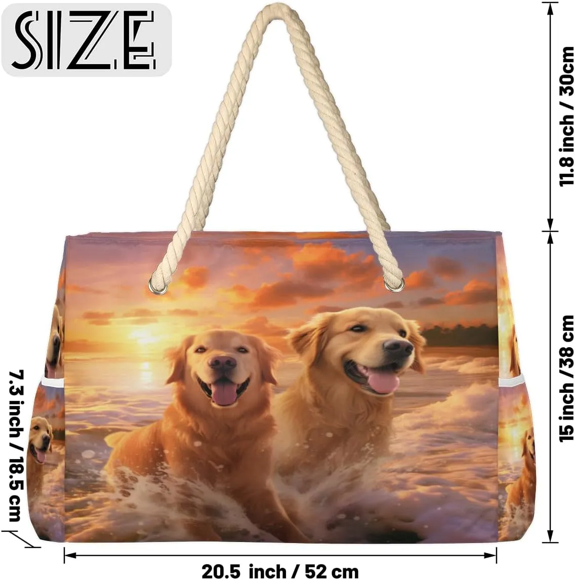 cfpolar Large Beach Bag, Waterproof Sandproof Beach Tote Bag with Zipper