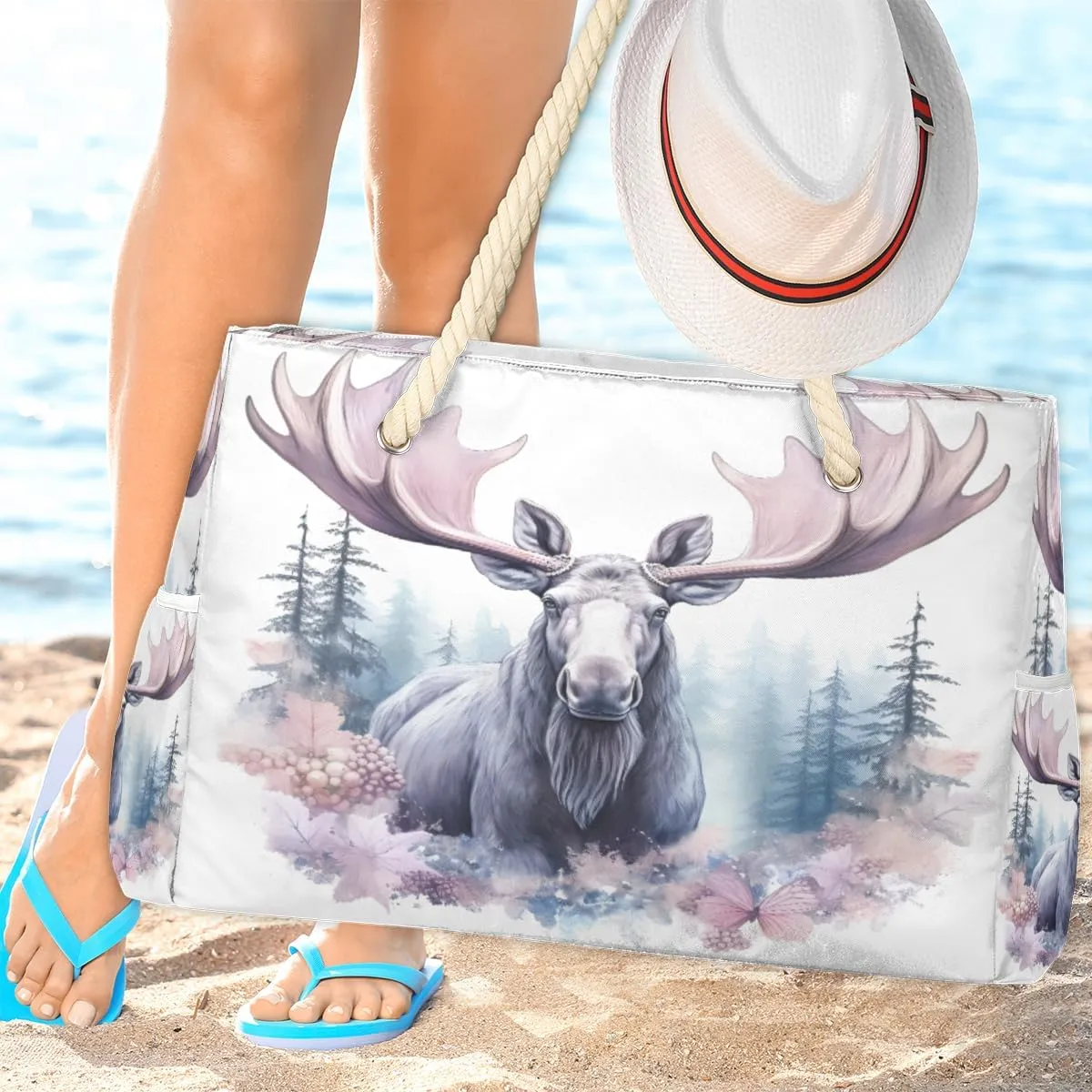 cfpolar Large Beach Bag, Waterproof Sandproof Beach Tote Bag with Zipper
