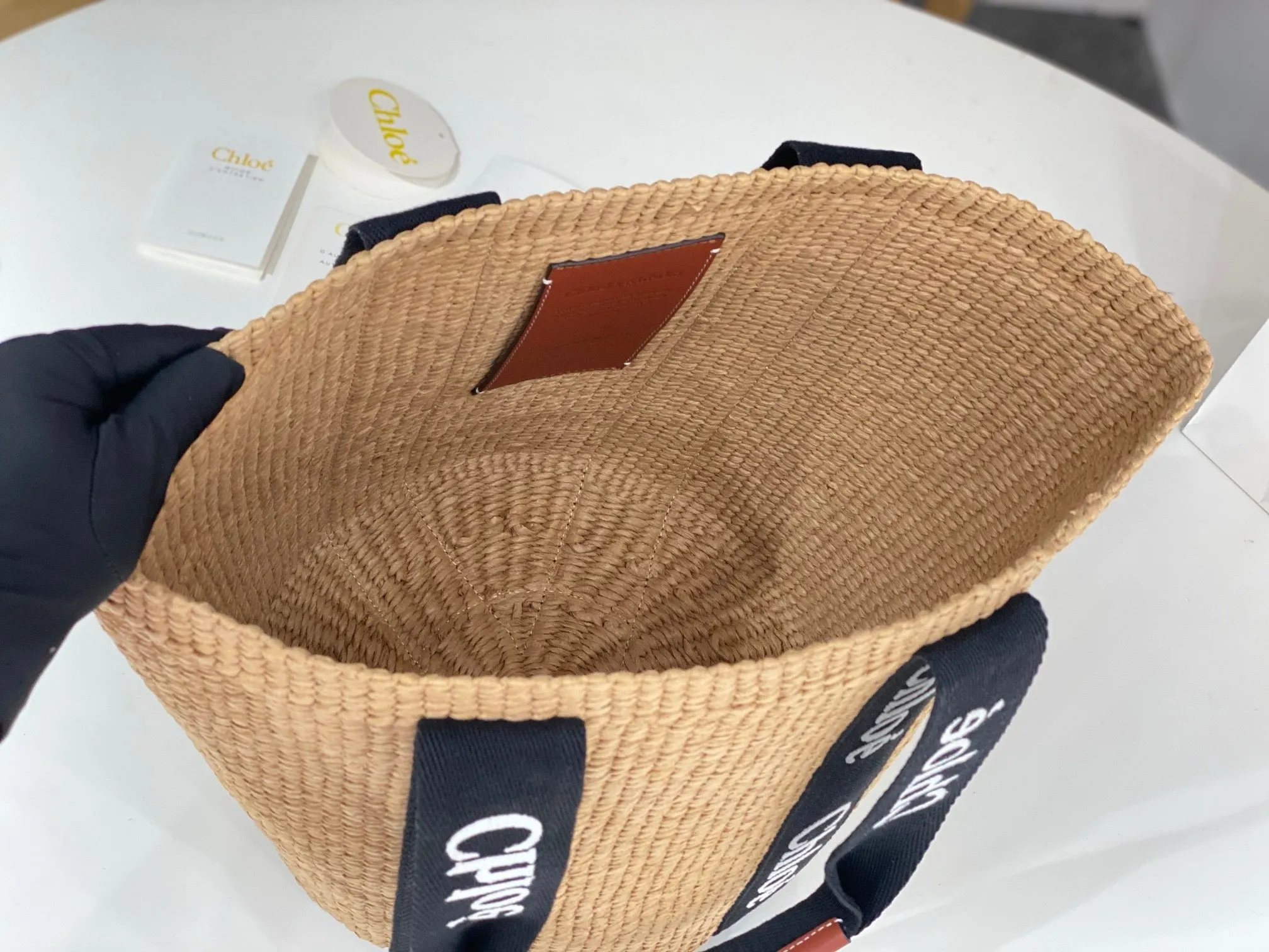 Ch!0é Woody Denim Raffia Tote