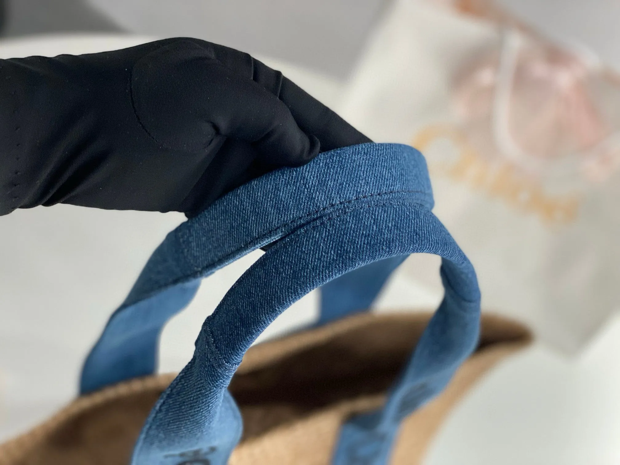 Ch!0é Woody Denim Raffia Tote