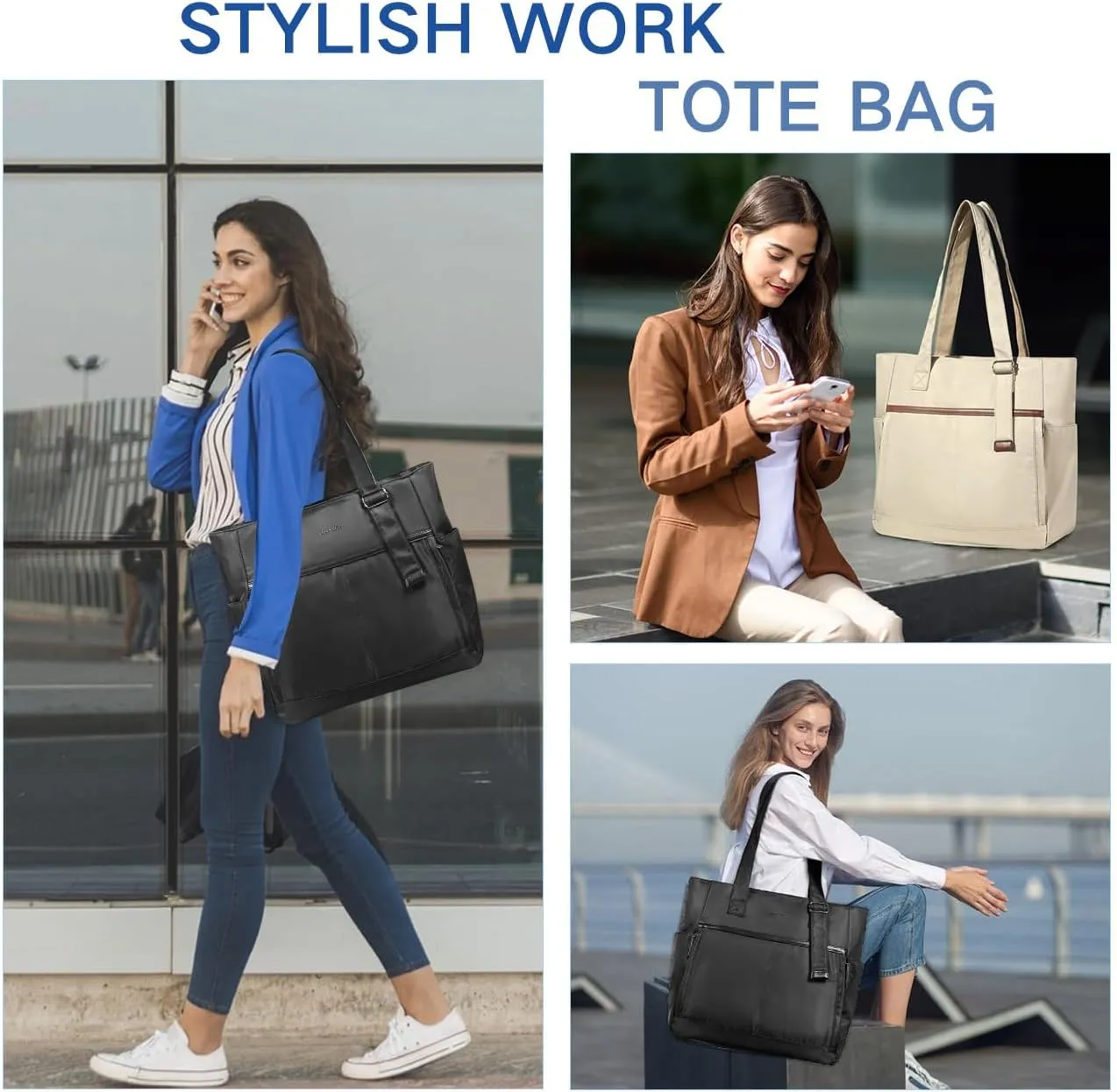 Chase Chic Laptop Bag for Women, Trendy Work Tote Bag Ladies 15.6 inch Computer Bag Fashion Business Handbag for Travel