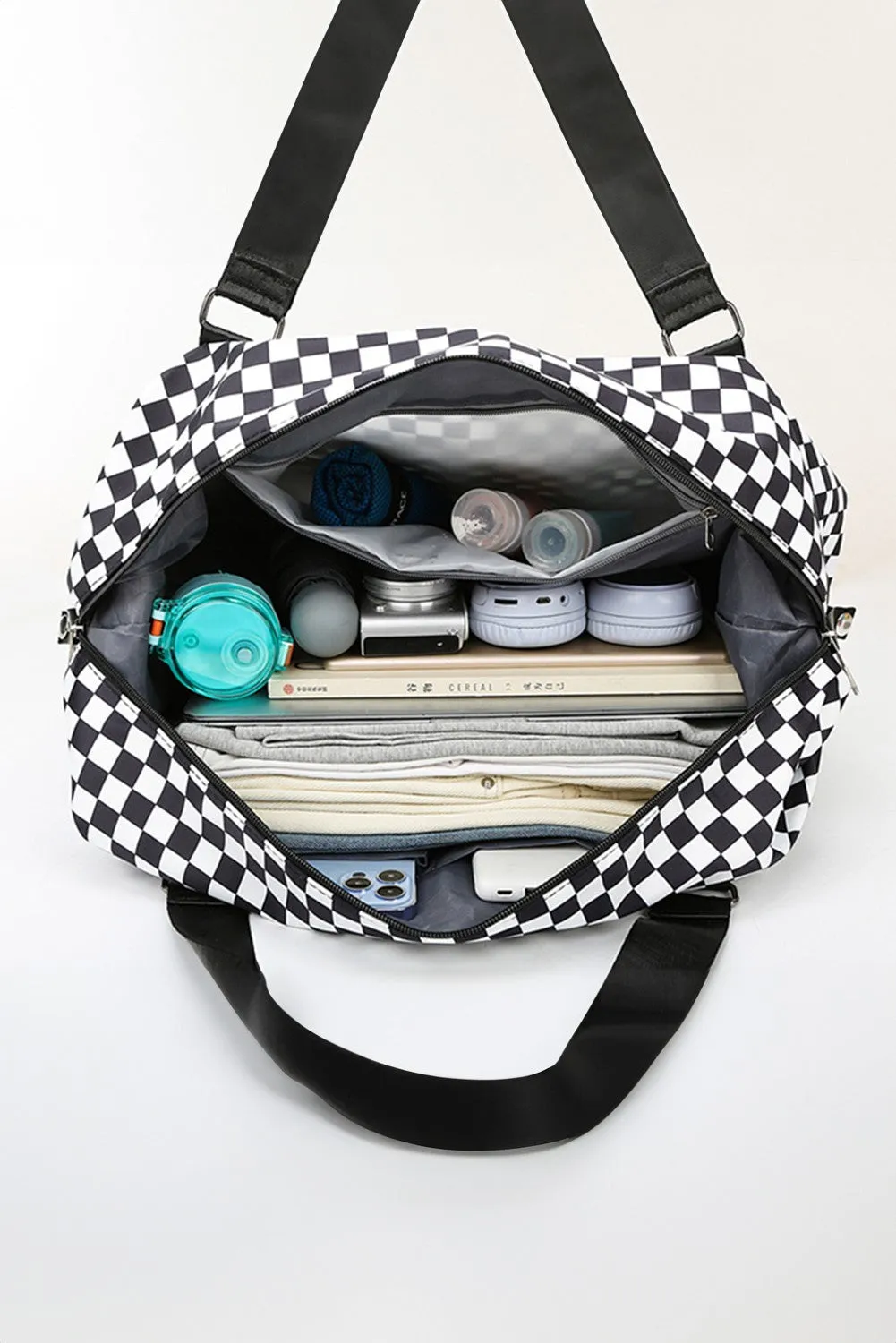 Checkered Print Large Capacity Tote Bag