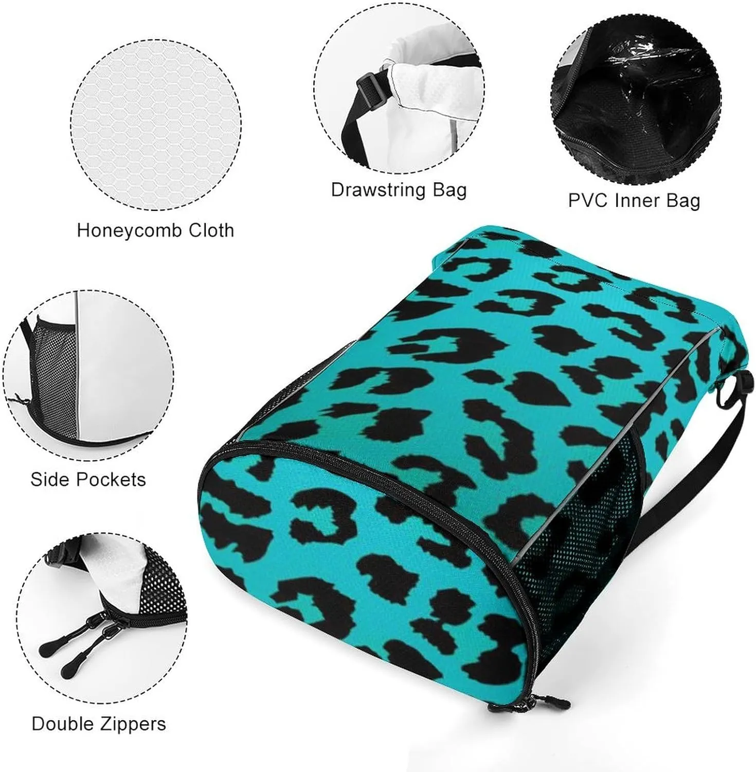 Cheetah Teal Mint Green Leopard Drawstring Bags Sports Bag Backpack Shoulder Bags For Men & Women