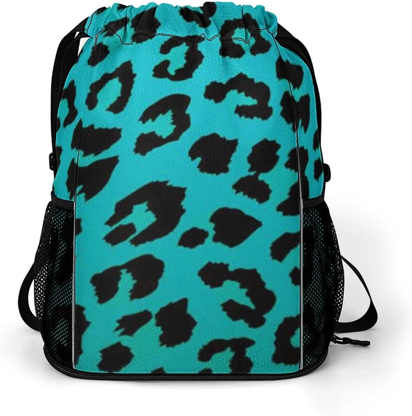 Cheetah Teal Mint Green Leopard Drawstring Bags Sports Bag Backpack Shoulder Bags For Men & Women