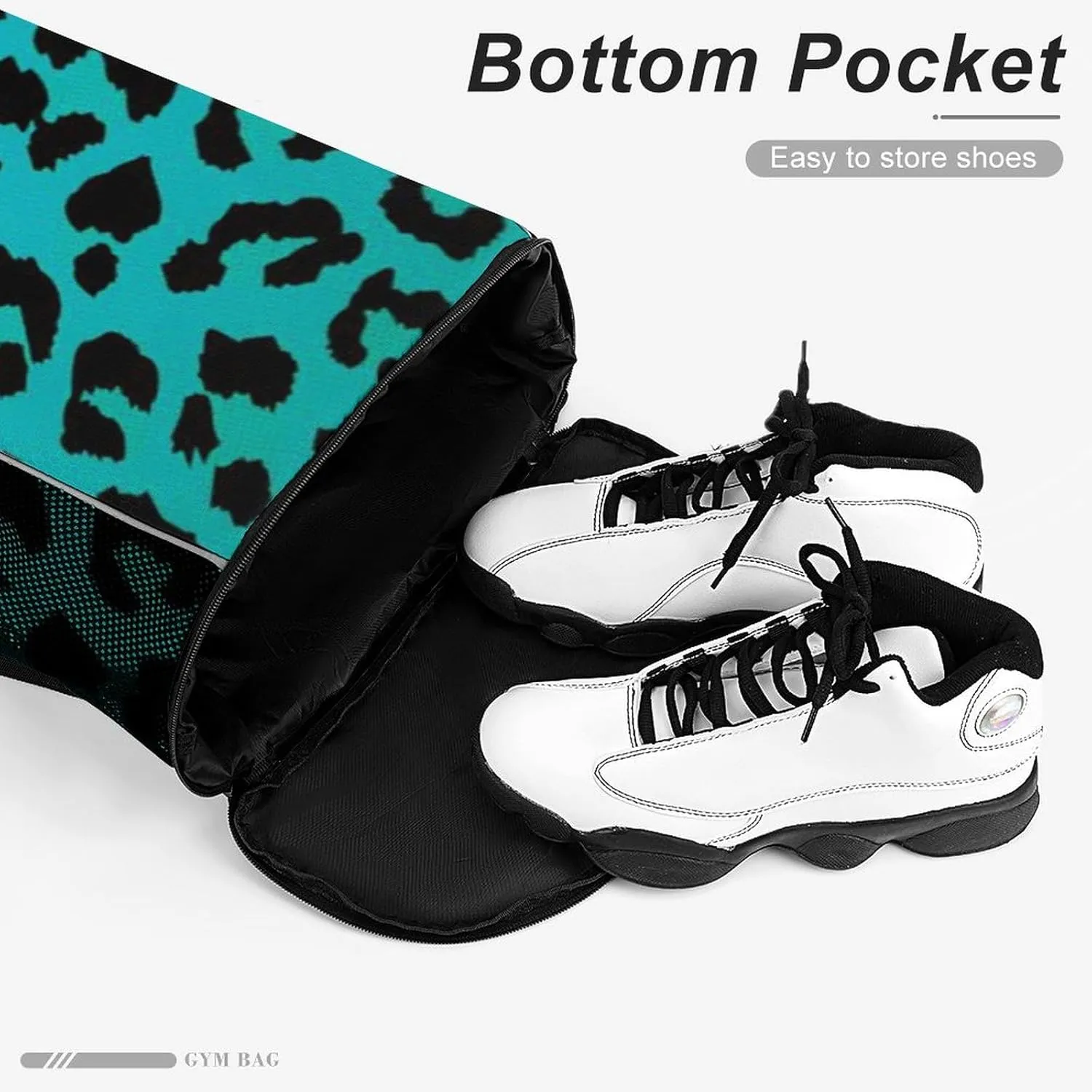 Cheetah Teal Mint Green Leopard Drawstring Bags Sports Bag Backpack Shoulder Bags For Men & Women