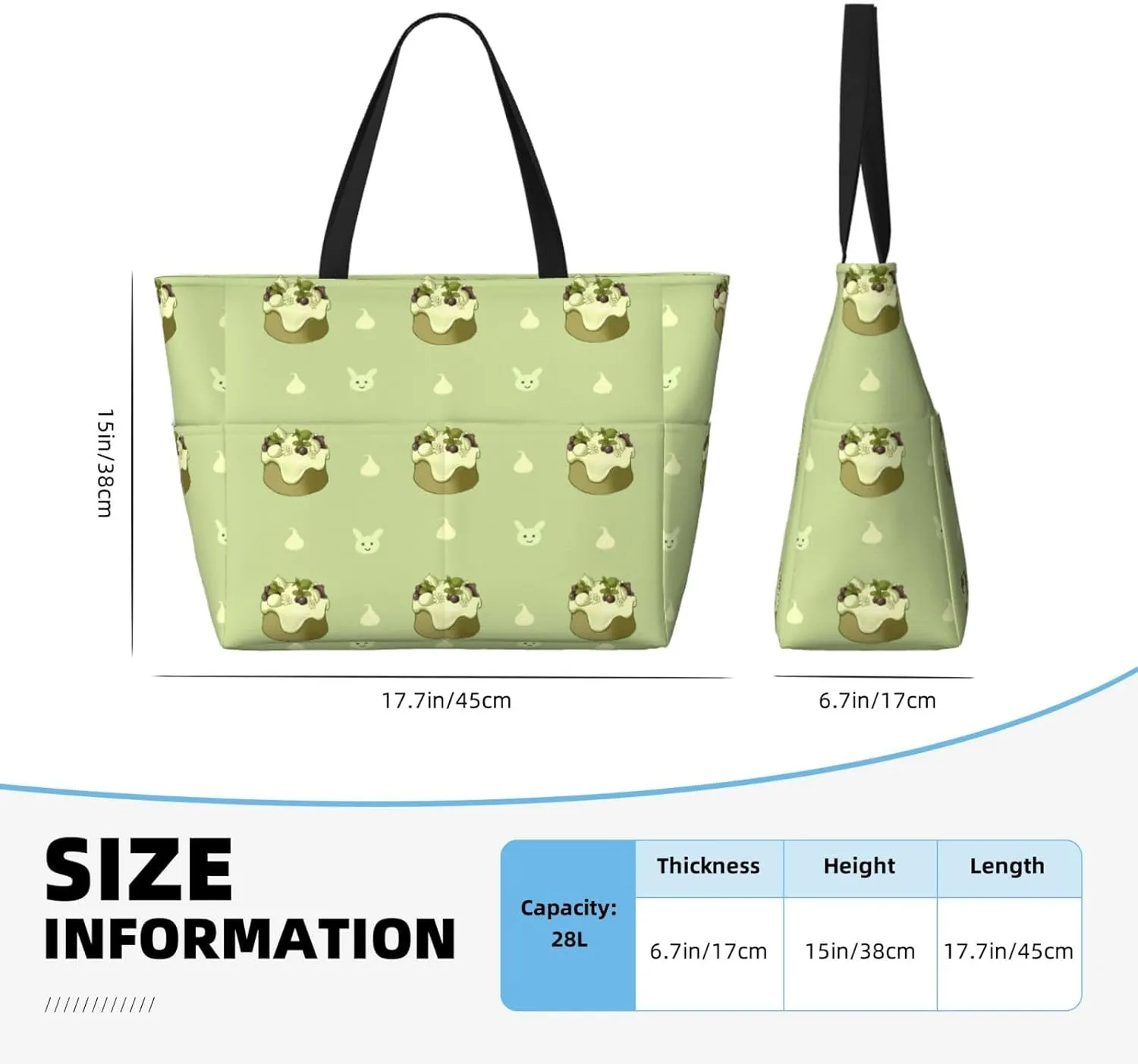 Cherry Cake Spacious Large Capacity Beach Travel Bag - Foldable Beach Bag Tote Bag With Zipper