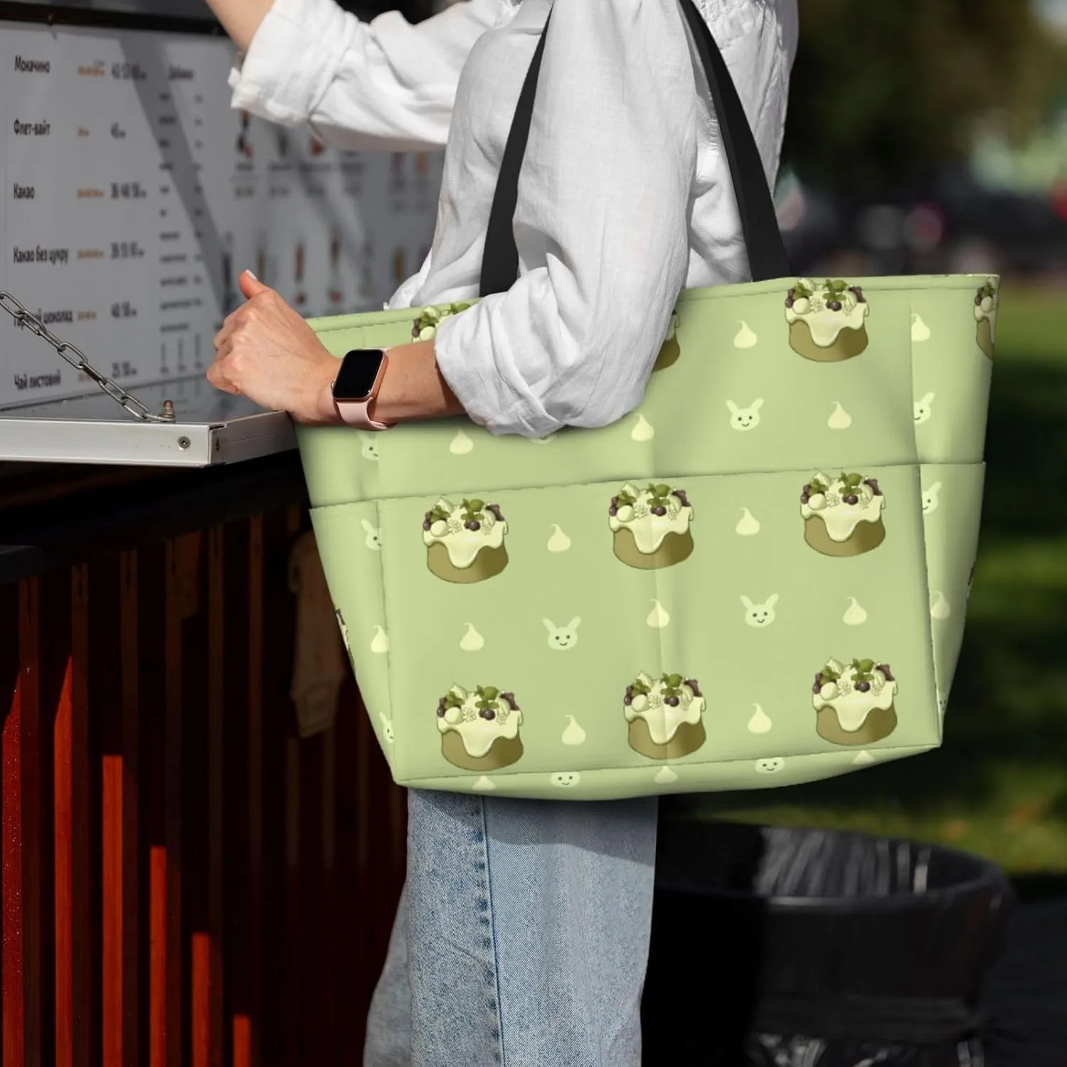 Cherry Cake Spacious Large Capacity Beach Travel Bag - Foldable Beach Bag Tote Bag With Zipper