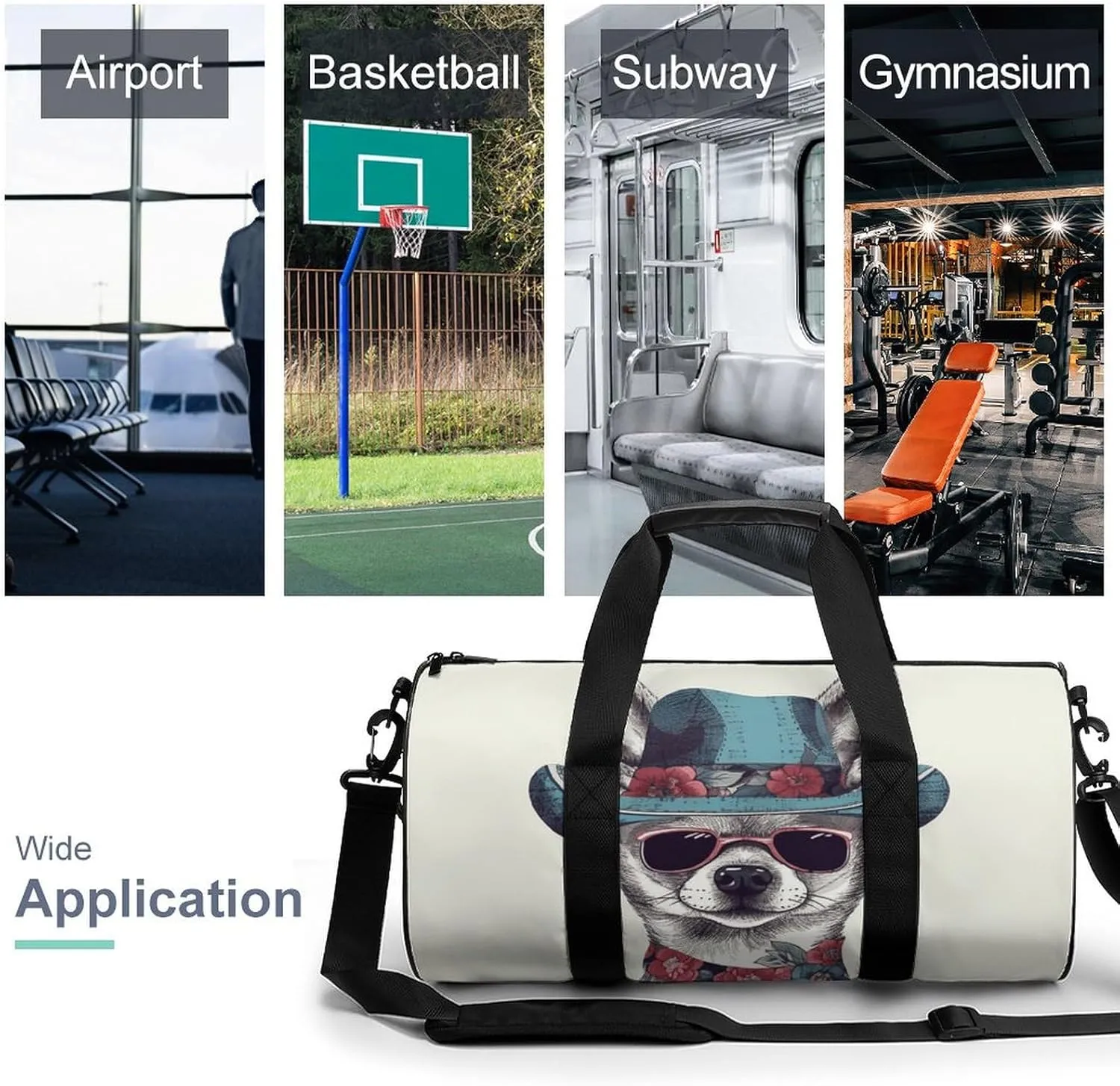 Chihuahua Dog Wearing Hat Gym Bag Small Travel Duffle Bag with Compartment Carry On Weekender Bag for Women Men