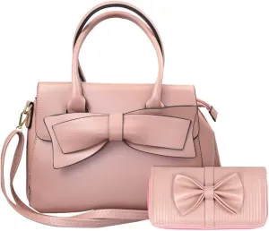Chikencall Women Big Bow-Knot Tote Handbags Bow Tie Leisure 2 Pcs Set Purses Top-Handle Cross-body Shoulder Bag Clutch Wallet