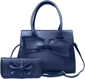 Chikencall Women Big Bow-Knot Tote Handbags Bow Tie Leisure 2 Pcs Set Purses Top-Handle Cross-body Shoulder Bag Clutch Wallet