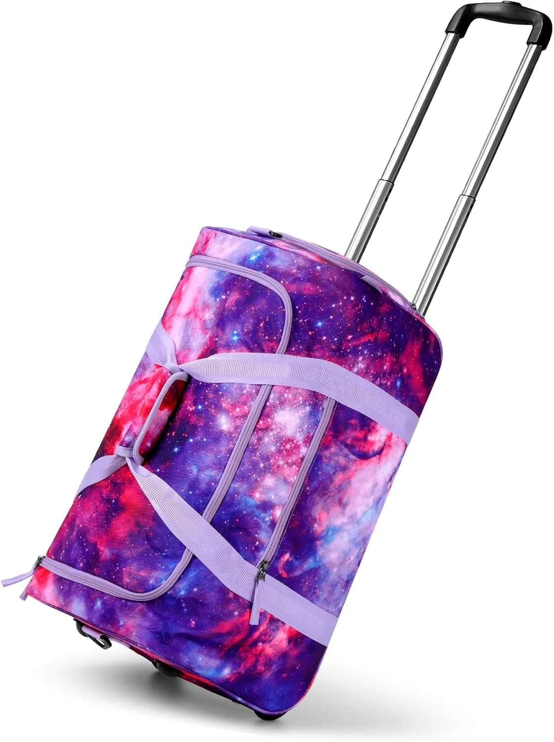 Choco Mocha Girls Galaxy Suitcase with Wheels Kids Purple Rolling Duffle Bag for Camping Teen Girls Toddler Luggage Bag for Travel, 22inch