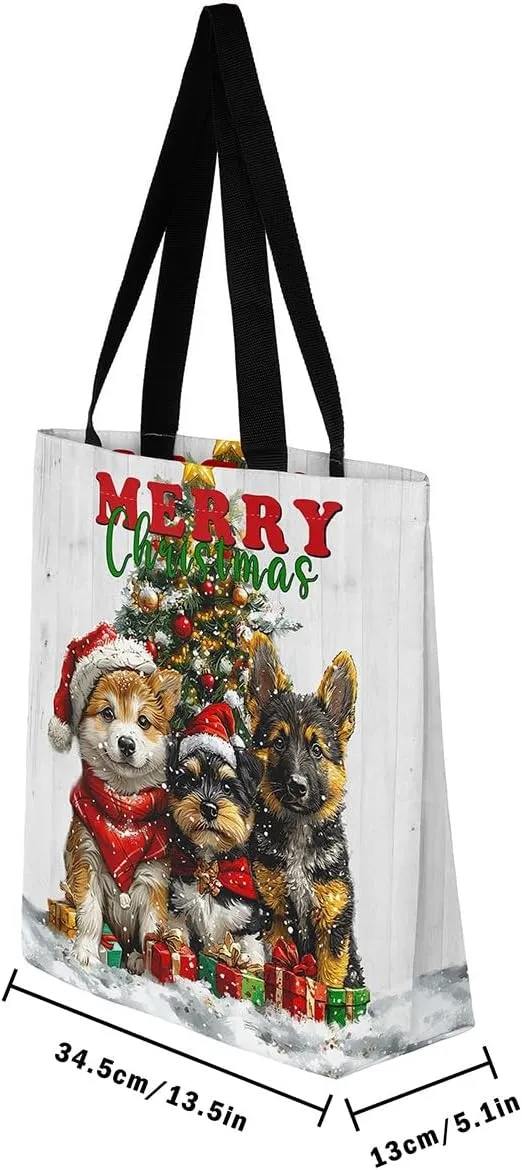 Christmas Canvas Tote Bag for Women,Winter Snowman Snowflake Nutcracker Ballet Gingerbread Tote Bag Xmas Gifts