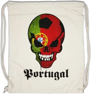 Classic Football Portugal Skull Flag Drawstring Bag Gym Sack