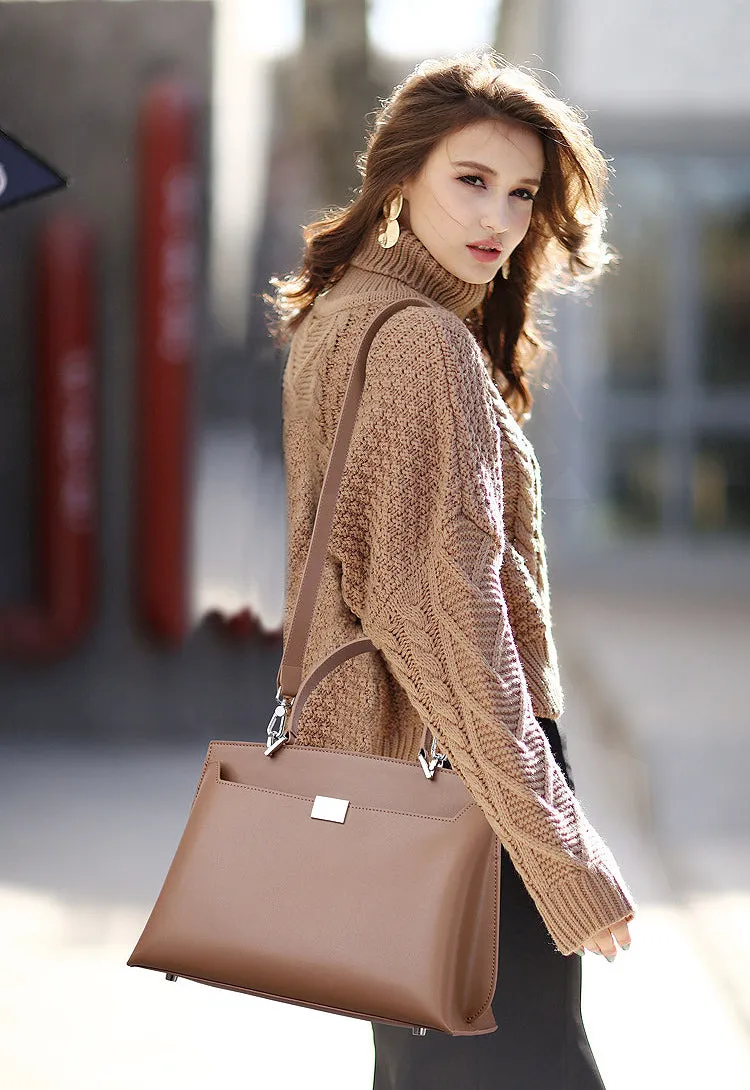 Classic Leather Large Capacity Satchel Crossbody Bag