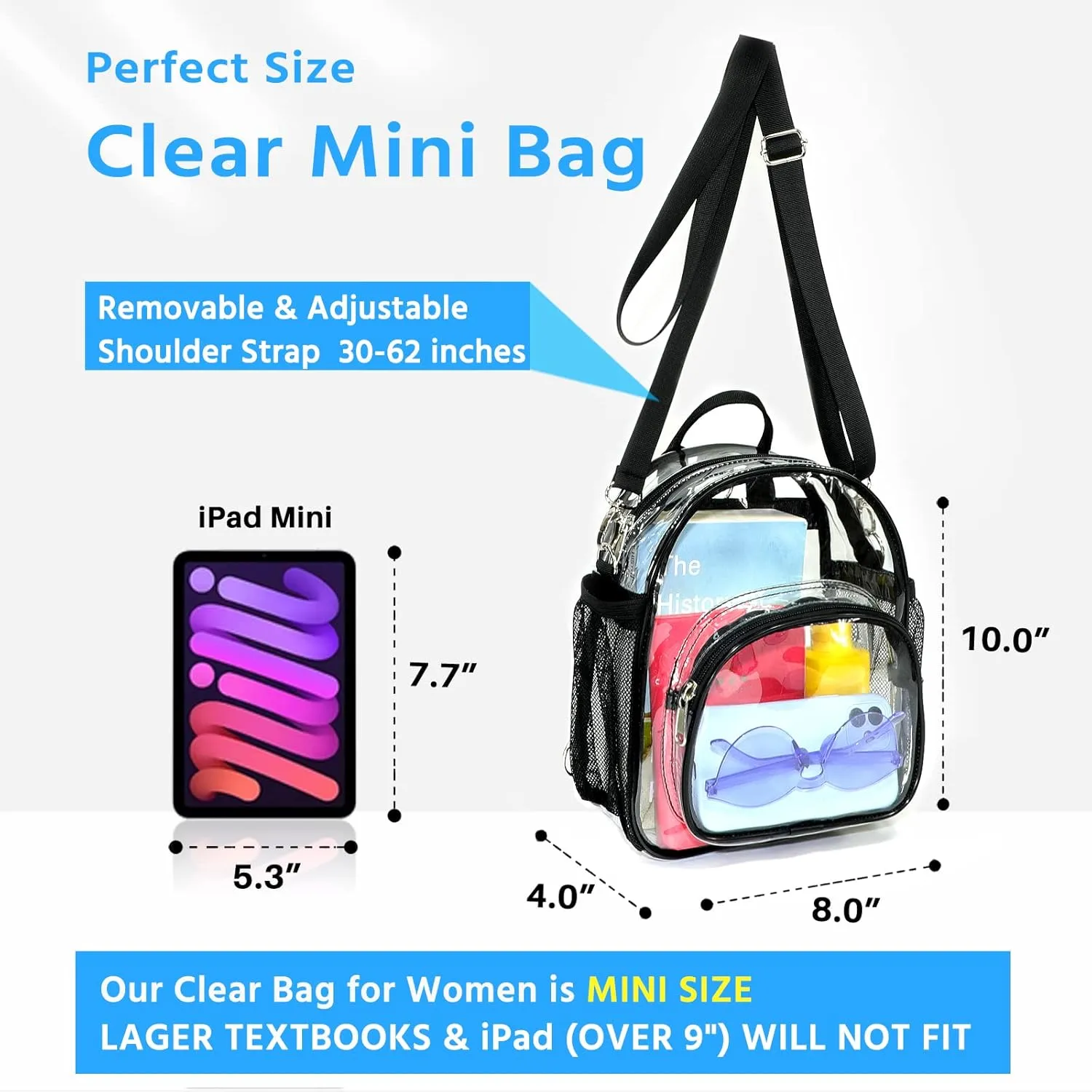 Clear Backpack for Women - Stadium Approved Convertible Crossbody Purse for Concerts, Gym & Travel
