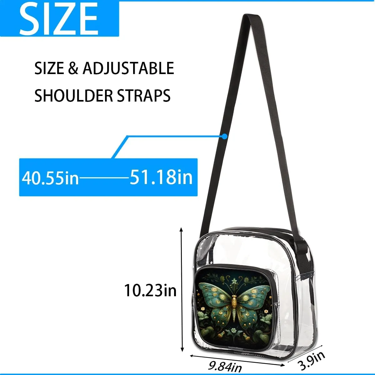 Clear Crossbody Purse Bag Clear Messenger Shoulder Bags See Through Transparent Purse