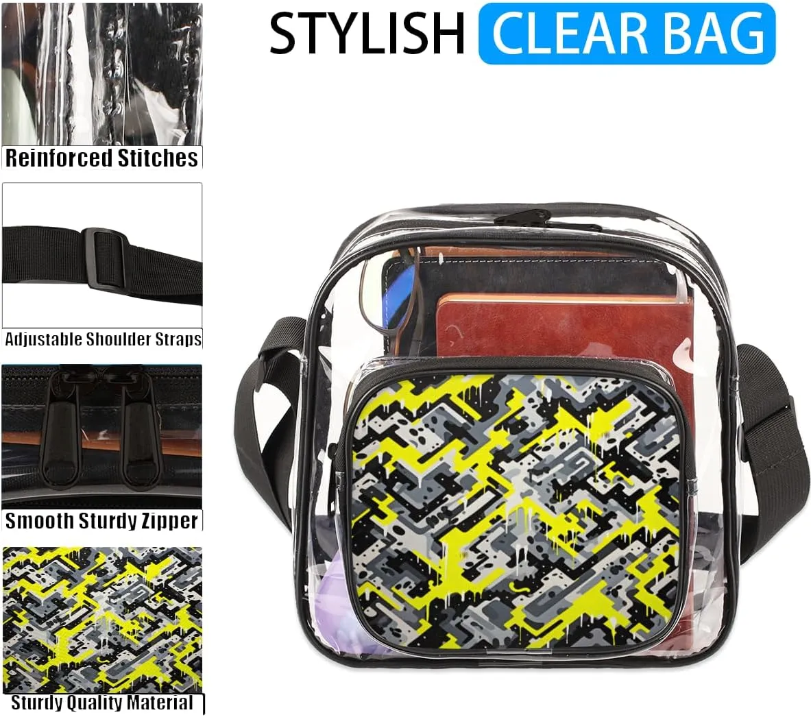 Clear Crossbody Purse Bag Clear Messenger Shoulder Bags See Through Transparent Purse