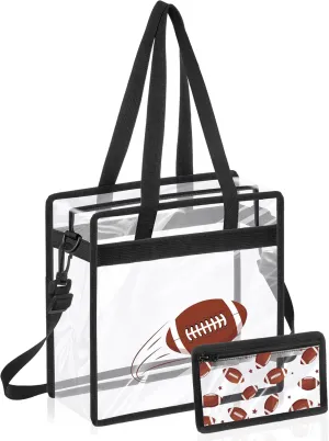 Clear Football Bag for Stadium Events 12" x 12" x 6" Football Clear Tote Bag Stadium Approved Transparent Sports Purse for Women Mom Game Day Concert Sports Lovers Fans Cheerleaders Gift