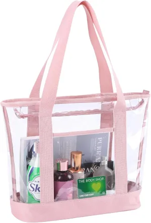 clear tote bag,Purse handle with zipper for work plastic transparent see through women