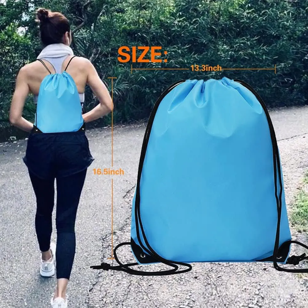 CODOBON 20 Pcs Drawstring Bags, Bulk Draw String Backpack, Cinch Polyester Bag for Gym Sport, Sky Blue