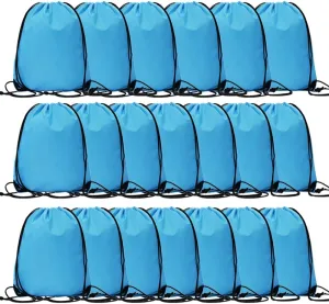 CODOBON 20 Pcs Drawstring Bags, Bulk Draw String Backpack, Cinch Polyester Bag for Gym Sport, Sky Blue