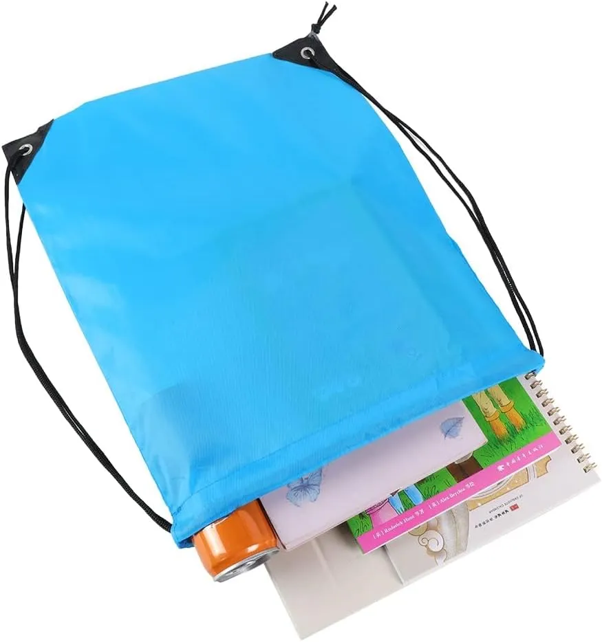 CODOBON 20 Pcs Drawstring Bags, Bulk Draw String Backpack, Cinch Polyester Bag for Gym Sport, Sky Blue