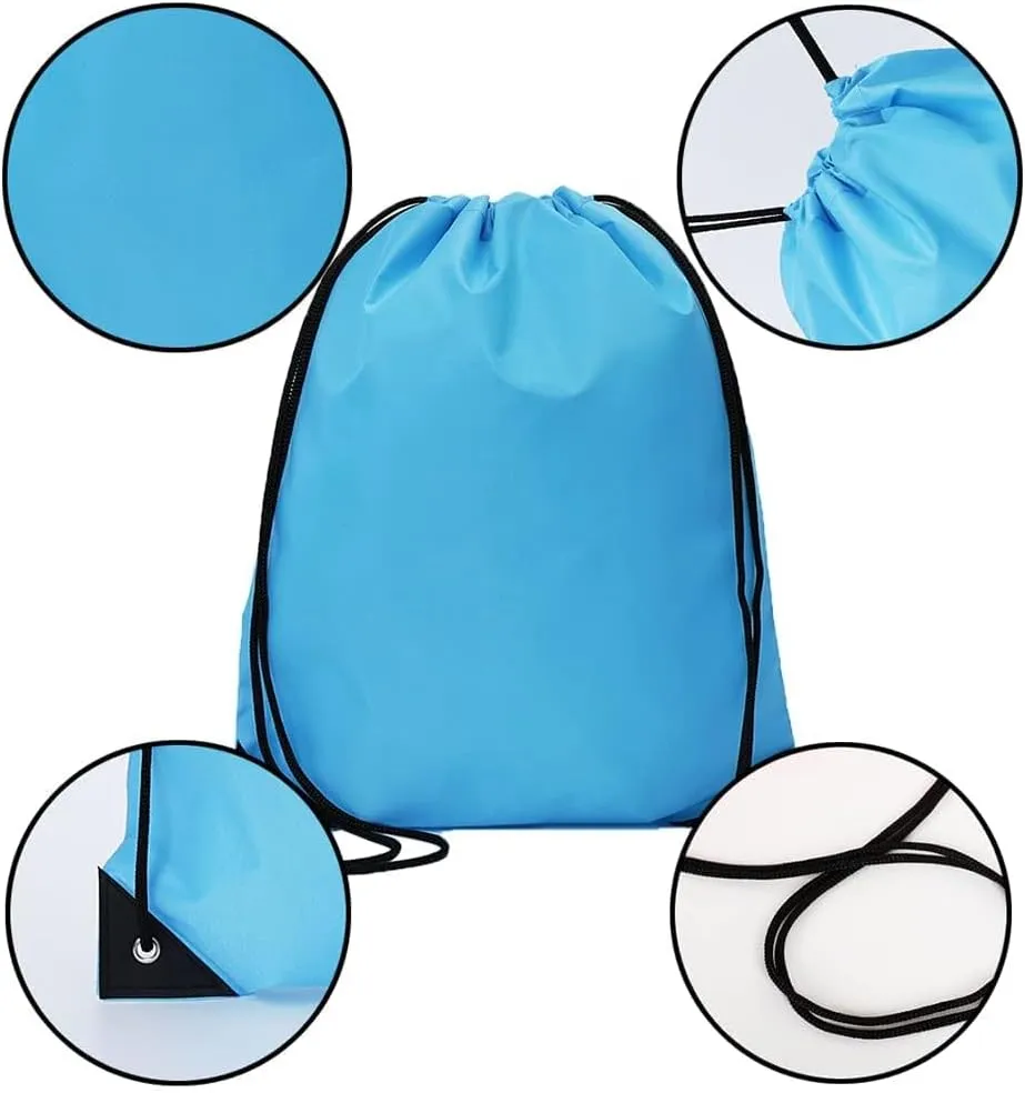 CODOBON 20 Pcs Drawstring Bags, Bulk Draw String Backpack, Cinch Polyester Bag for Gym Sport, Sky Blue