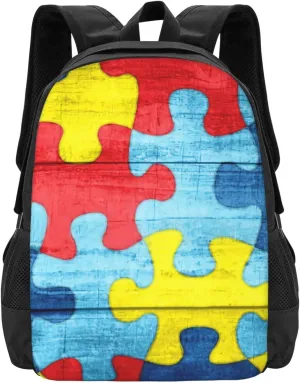 Colorful Autism Awareness Puzzle Lightweight Packable Backpack Travel Casual Large Capacity Daypack Foldable Backpack For Men Women