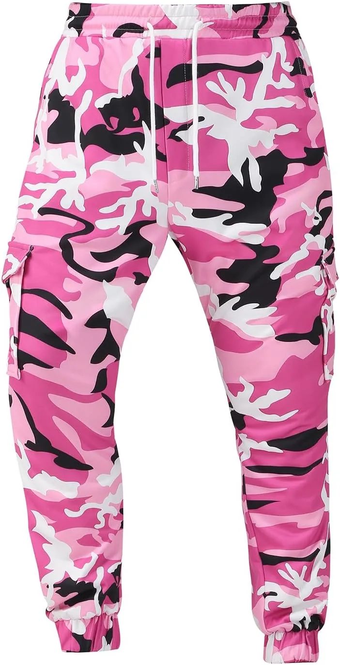 Colorful House Men Camo Cargo Jogger Sweatpants Casual Drawstring Camouflage Cargo Work Pants with Pockets